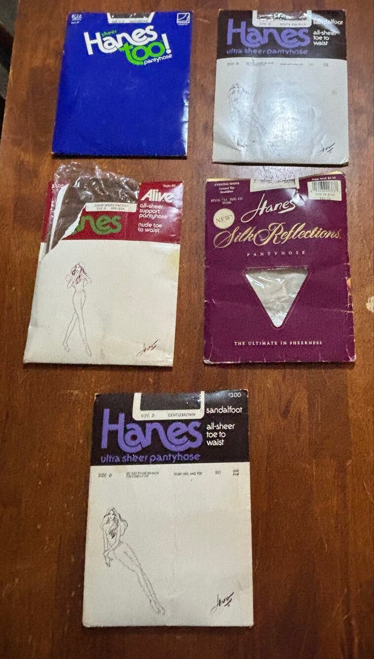 Lot of 5 Hanes Vintage Pantyhose